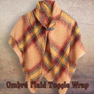 ACCESSORY STREET Ombré Tartan-Plaid Toggle Accent Wrap NWT/One Size